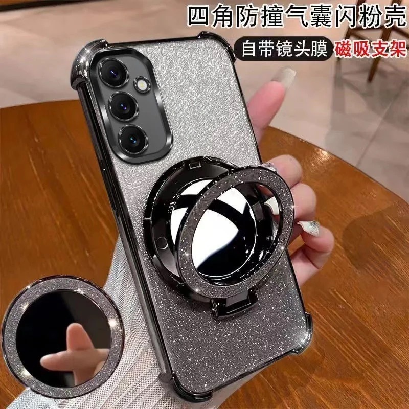 เคส กริตเตอร์ หรูหรา สำหรับ Samsung A56 A36 A55 S25FE S24FE A03S 02S A17 A37 A57เคส แหวน ตั้งได้กันกระแทก W1