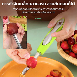 4 ชิ้น ชุดเครื่องมือคว้านผลไม้สแตนเลสด้ามจับพีพี เครื่องมือถอดแกนอเนกประสงค์ในครัวเรือน