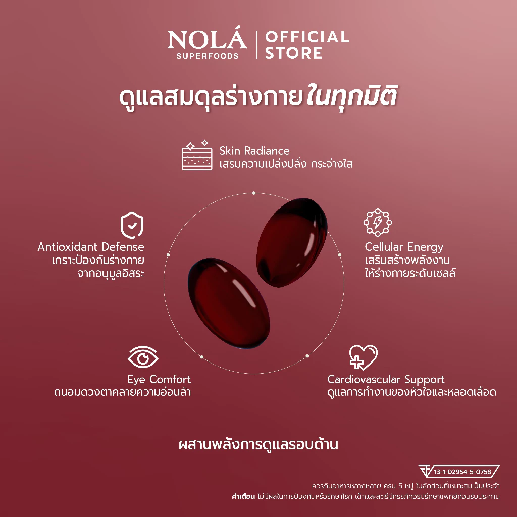 NOLA Asta CoQ10 Fusion Plus แอสตาแซนธิน 6mg 30 Soft Capsules thumbnail 4