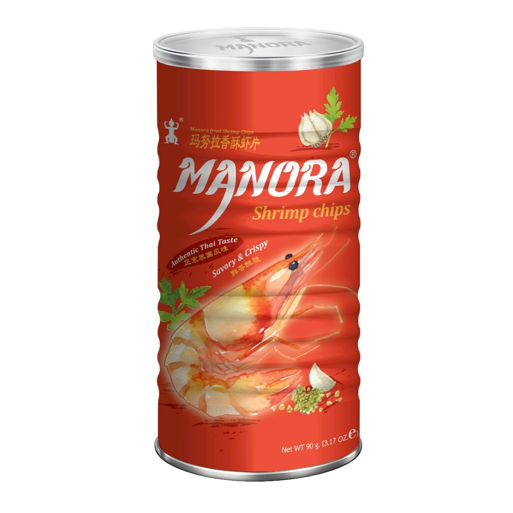 มโนห์รา ข้าวเกรียบกุ้ง กระป๋อง 100 กรัม (เกรดส่งออก)