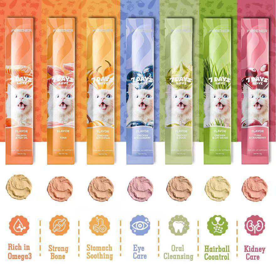 (7เเพ็ค)ขนมแมวเลียวิตามินเพื่อสุขภาพดีทุกวัน7Days love- (5ซอง*15g.)