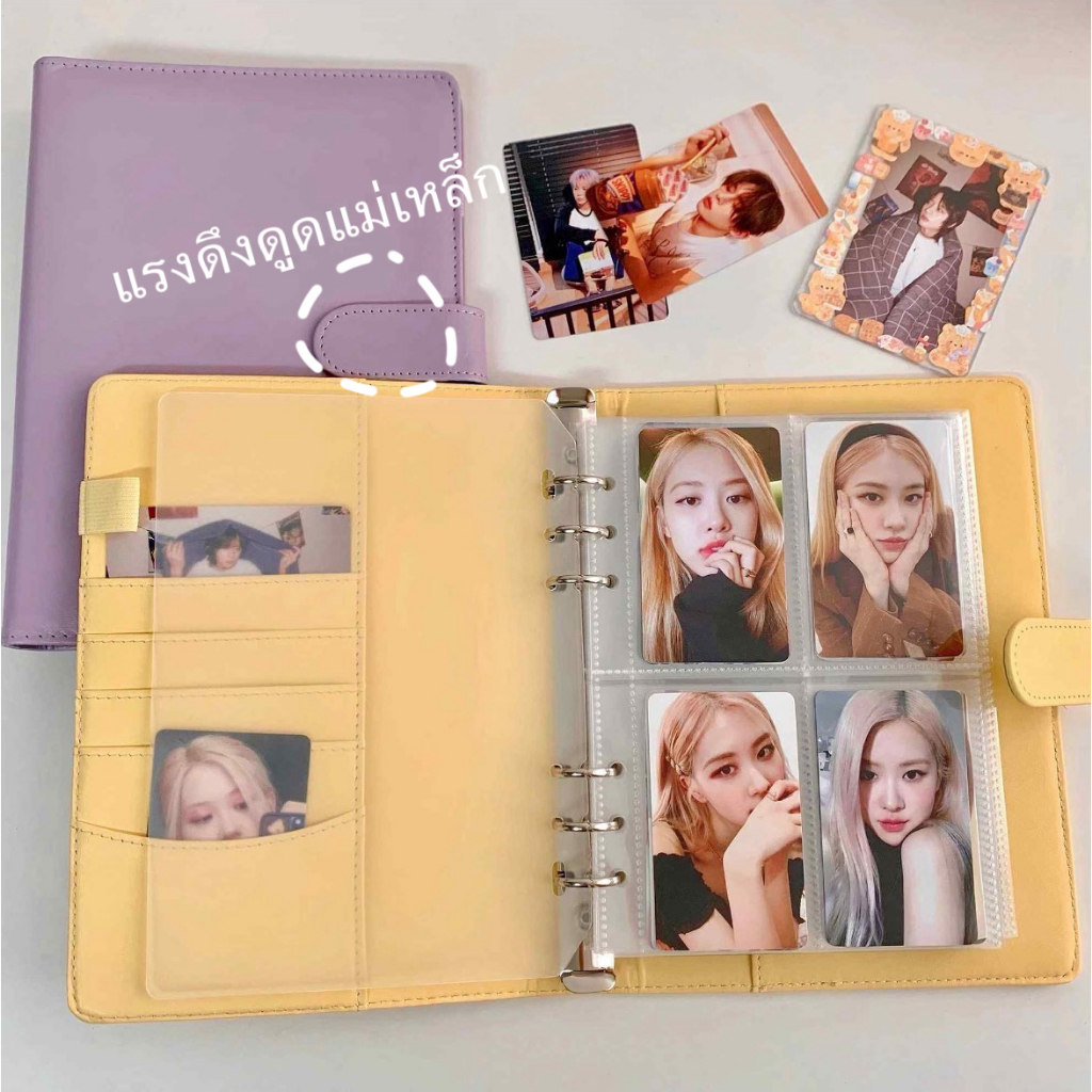 A5 หลุม Macaron PU หนัง Photocard Binder หลวม K-POP อัลบั้มภาพรวบรวมหนังสือ 3R 4R โปสการ์ด Instax กว้าง SQ Photo Stora