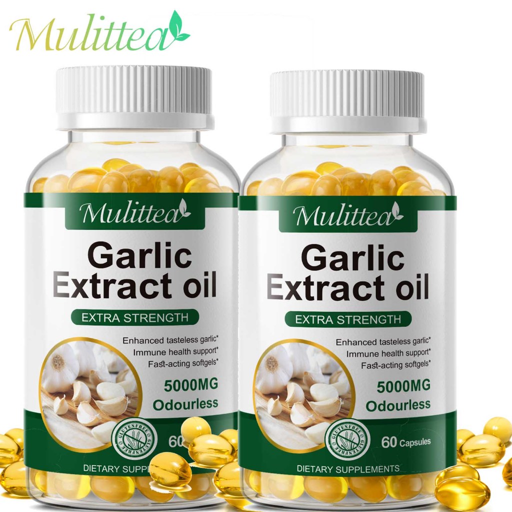 ซื้อ 1 แถม 1 Mulittea Garlic Extract Oil  แคปซูลกระเทียม 5000mg-  สารสกัดกระเทียม น้ำมันกระเทียม เสริมสร้างภูมิคุ้มกัน
