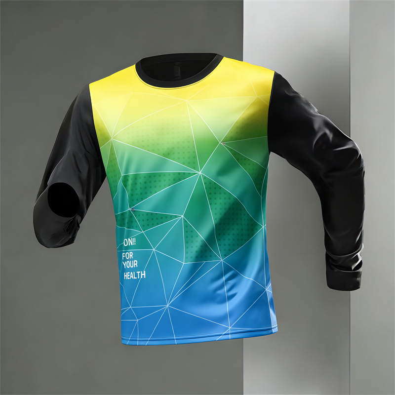 เสื้อกีฬาแขนยาว ซับเหงื่อ เสื้อกีฬา เสื้อกีฬาพิมพ์ลาย คอกลม RunMall