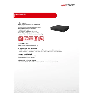 HiLook เครื่องบันทึกกล้องวงจรปิด DVR-204G-M1/T / DVR-208G-M1/T / DVR-216G-M1/T - แบบเลือกซื้อ