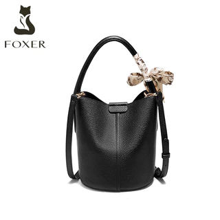 FOXER กระเป๋าสะพายข้างแฟชั่น กระเป๋าทรงถัง กระเป๋าผู้หญิงสุดประณีต ของขวัญผู้หญิง ของขวัญปีใหม่