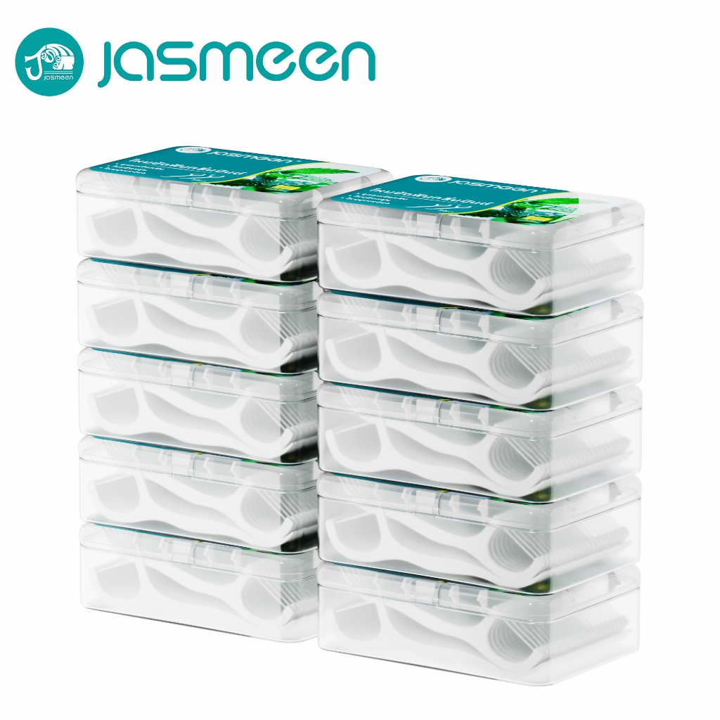 [50ชิ้น /กล่อง] Jasmeen 🦷ไหมขัดฟัน ไหมขัดฟันรสมิ้นต์ชนิดด้าม ไหมขัดฟันแบบนุ่มพิเศษ สำหรับพกพา