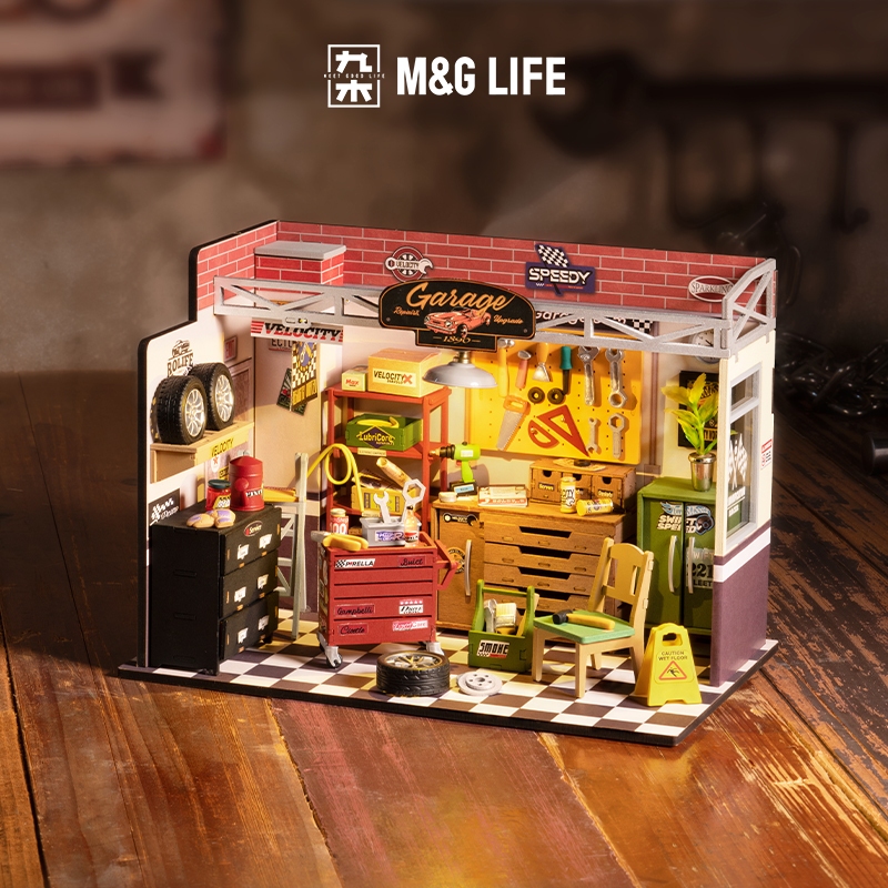 M&G LIFE x ROLIFE DIY Super World Series โมเดลประกอบขึ้นรูปพลาสติกฉีดขึ้นรูปสำหรับร้านซ่อมรถยนต์ในฝัน