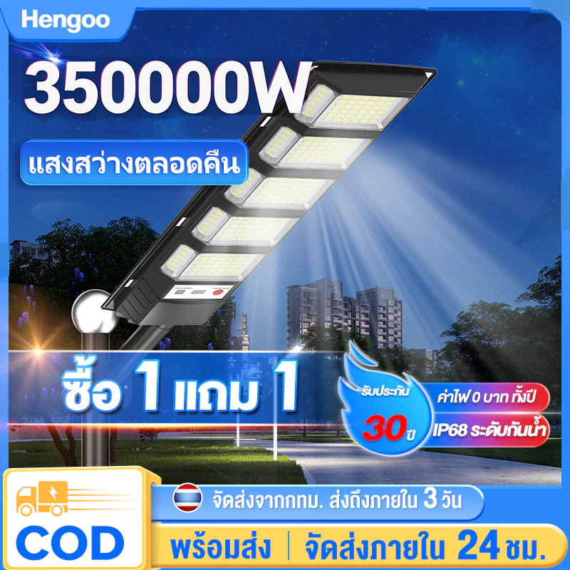 【ซื้อ1ได้2】 ไฟโซล่าเซลล์ ไฟถนนโซล่าเซลล์ ไฟเซ็นเซอร์ตรวจจับคน ไฟถนน ไฟอัจฉริยะ Solar Light 350000W ไฟพลังงานแสงอาทิตย์