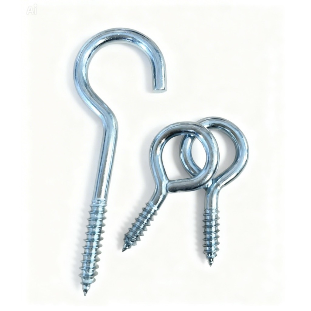 ตะขอ สกรูเกลียวปล่อย แบบห่วง ตะขอตัวO/C ถุงละ10 ตัวแข็งแรง