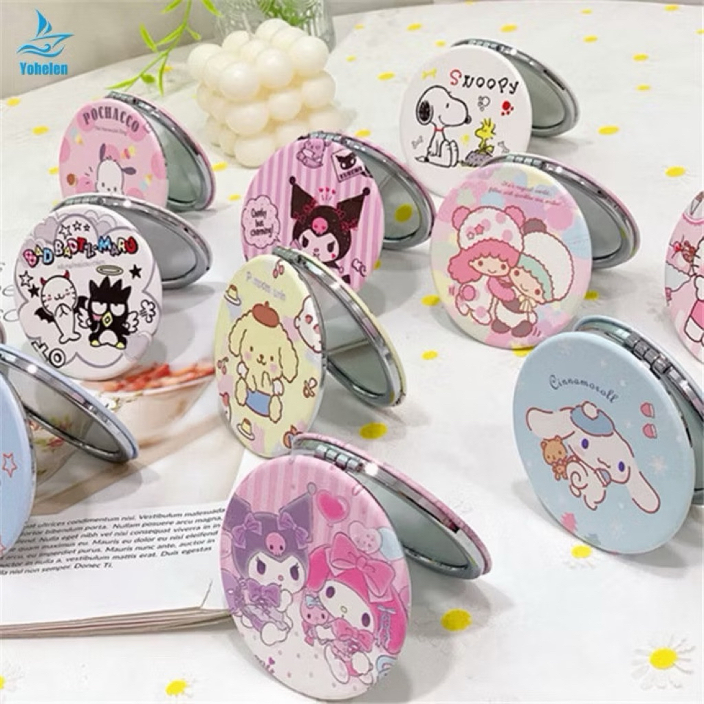พร้อมส่ง 🇹🇭 กระจกพกพา ซานริโอ้ Sanrio ขนาดเล็ก ย้ำว่าขนาดเล็ก ของแท้ มีสองด้าน ทรงกลมขนาดเล็ก กระจกส่องหน้า สไตล์เกาหลี