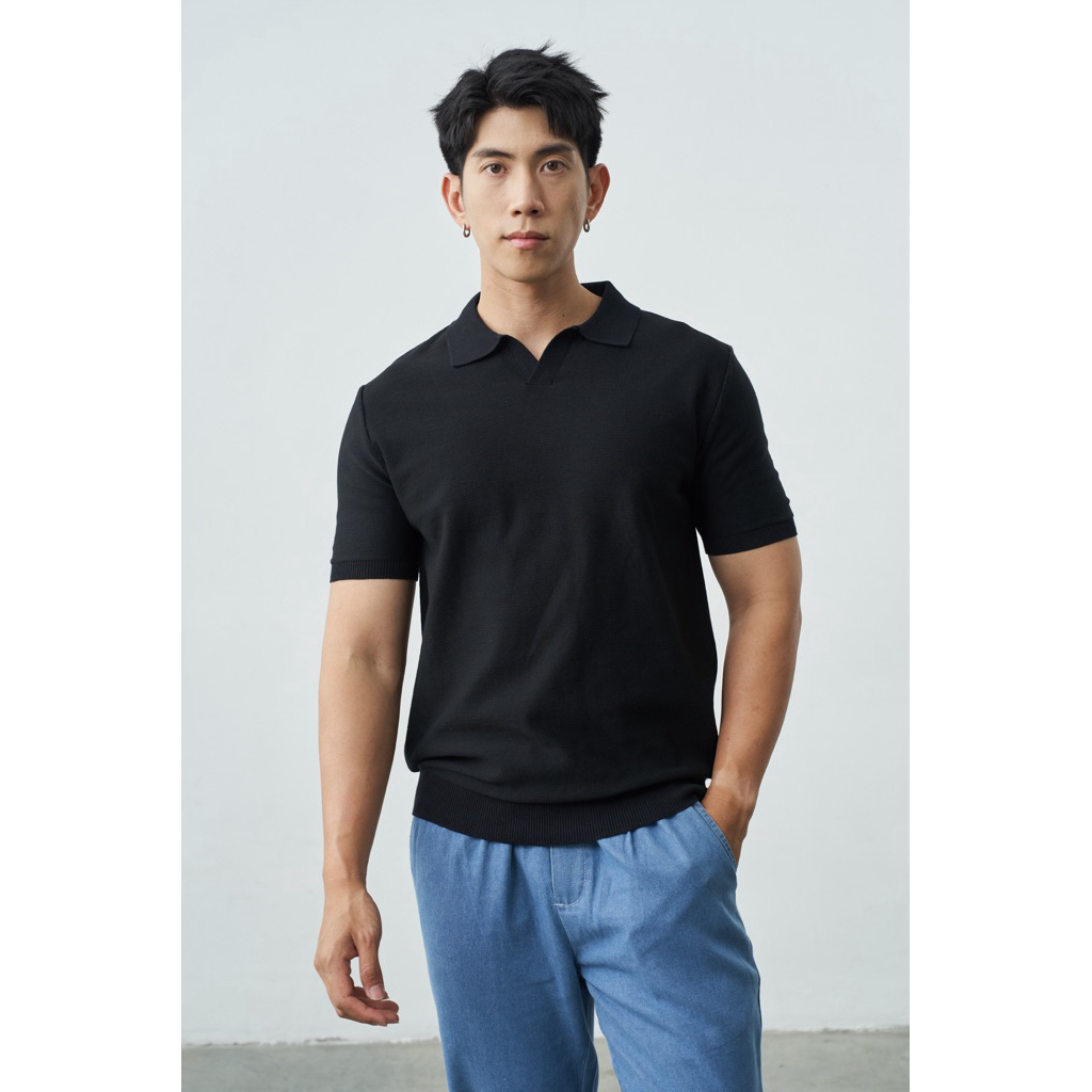 Slowshift - The Open Collar Polo เสื้อโปโล คอเปิดผ้า มี 3 สี Cotton ผสม Tencel ทรง Slim Fit (Open Collar Polo)