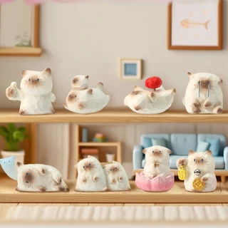 （Whole Set）M&G LIFE x Thingswoo Cat Party Emotional 1 Set Blind Box ของตกแต่งโต๊ะรูปกล่องสุ่มแสดงอารมณ์จาก Cat Party