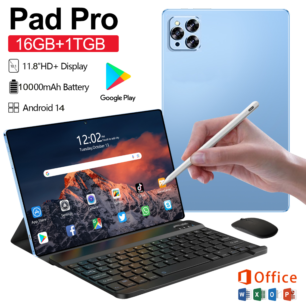 2026 Pad Pro 11.8นิ้ว แท็บเล็ตดั้งเดิม 5G Tablet PC 16GB+1TB ROM Dual SIM WiFi for work games watchi