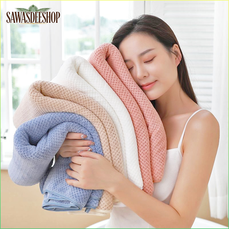 MJP-01 【ขนาด 35x75 ซม】ผ้าเช็ดตัว ขนเป็ด ผ้าขนหนู เช็ดหน้า เช็ดผม ไม่ใช่ผืนใหญ่ สีพื้น พกพาสะดวก