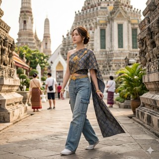 สไบใส่คู่ยีนส์ ห่มสไบใส่ยีนส์ (สไบอย่างเดียว)