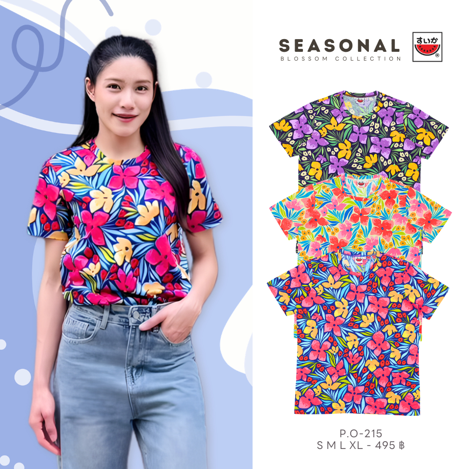 เสื้อแตงโม (SUIKA) เสื้อยืดคอกลมแขนสั้น พิมพ์ลาย (P.O-215 342 343)
