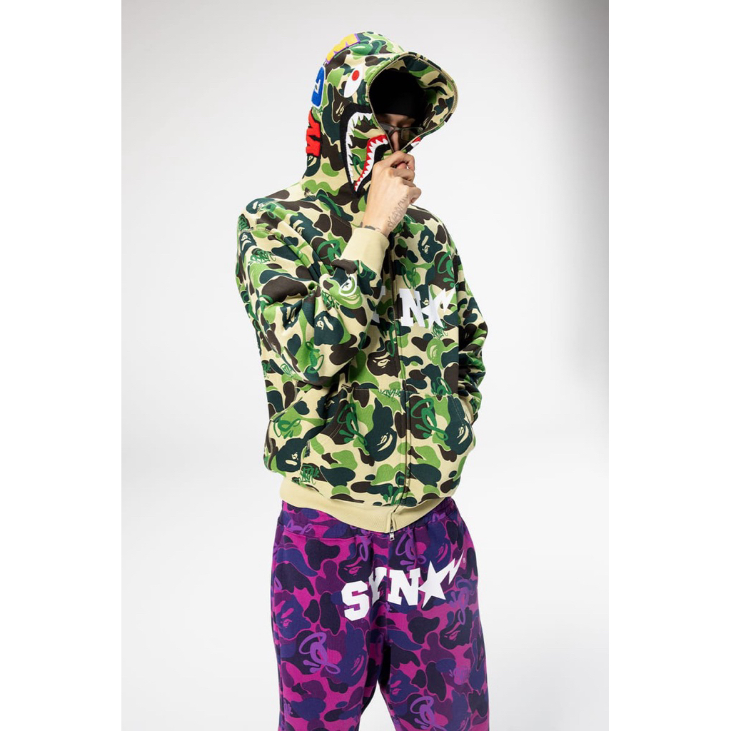 【 BAPE X SPOTIFY BY CENTRAL CEE 】CAMO SHARK FULL ZIP HOODIE