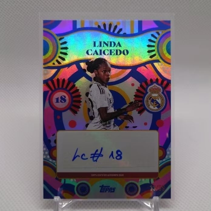 Topps Real Madrid Team Set 24/25 - Linda Caicedo - Real Madrid - Flamenco Flare Autographs - Blue /2