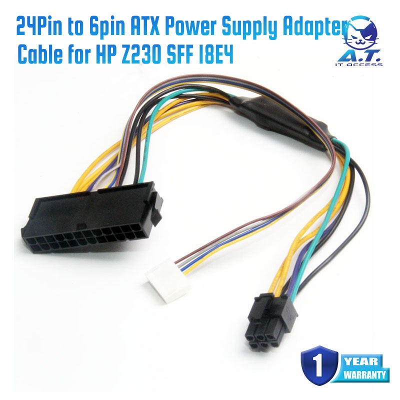18AWG 24Pin to 6pin ATX Power Supply Adapter Cable for HP Z230 SFF 18E4 workstation motherboard