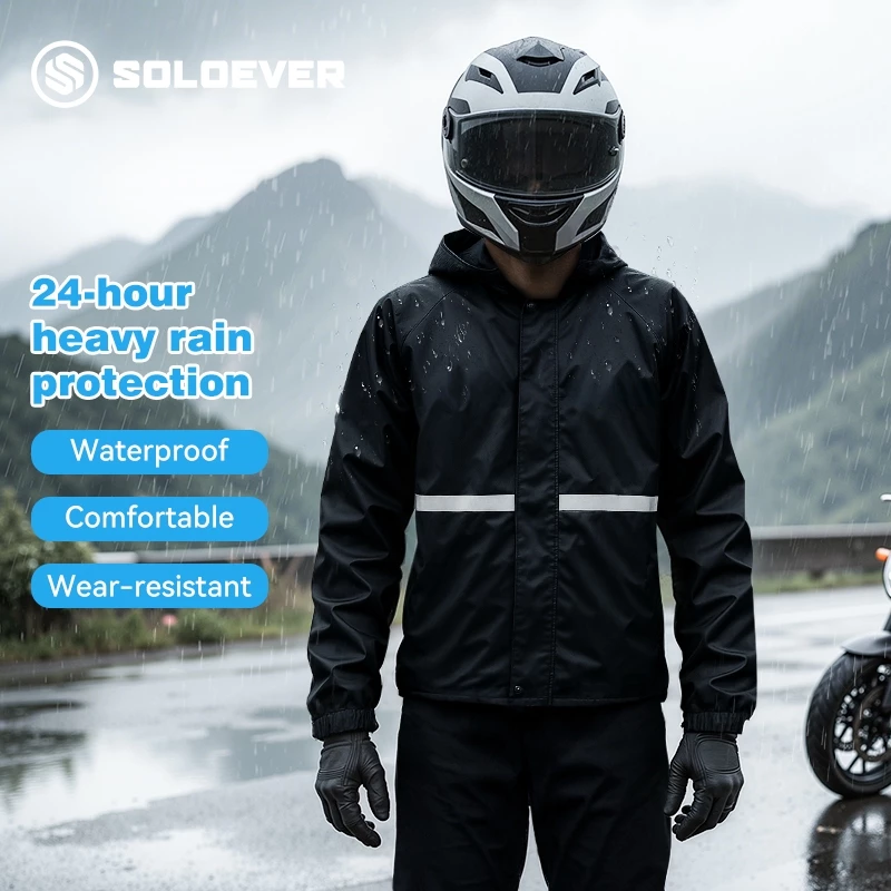 SOLOEVER ชุดเสื้อกันฝนแบบซิป สำหรับผู้ชายและผู้หญิง thumbnail 8