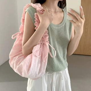 (มีส่งด่วน) ifashionbag(IF2448) พร้อมส่ง 5 สี กระเป๋าลายpolkadot ทรงเกี้ยว ปรับสายย่นสะพายข้าง สะพายไหล่