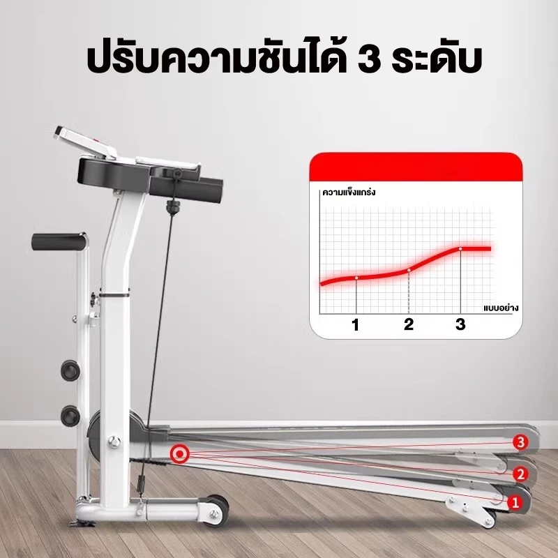 ลู่วิ่ง ลู่วิ่งไม่ใช้ไฟฟ้า ลู่วิ่งเดิน ลู่วิ่งไร้มอเตอร์ สามารถพับเก็บได้ ลู่วิ่งมัติฟังชั่น ลู่วิ่งระบบสายพาน รูปที่ 8