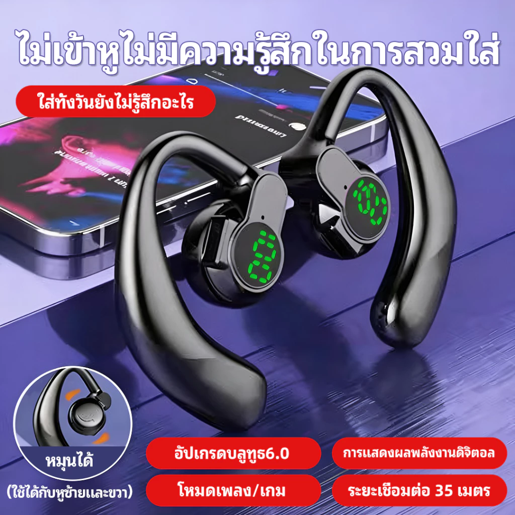 【รับประกัน 3 ปี】หูฟังไร้สายเดี่ยว Air Conduction OWS หูฟัง HiFi เพลงกีฬาเสียงรบกวน ชุดหูฟังสําหรับสมาร์ทโฟนทุกรุ่น thumbnail 4