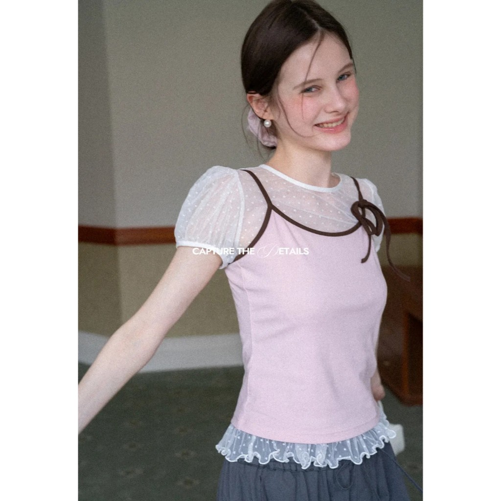 [พรีออเดอร์] [รบกวนลูกค้าอ่านรายละเอียดก่อนสั่งซื้อนะคะ] EGGKA : Contrast Trim Camisole Top