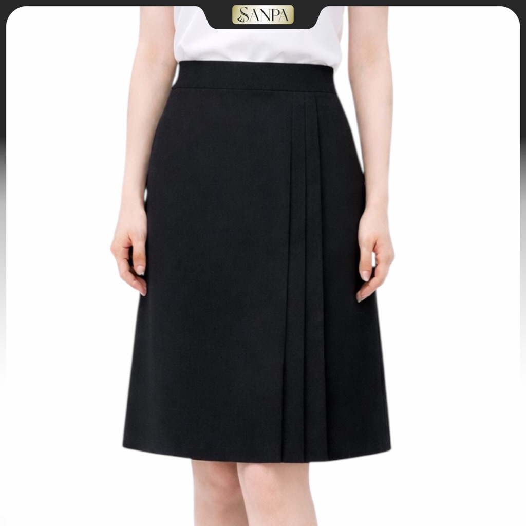 กระโปรงทำงานทรงเอ 3 จีบข้าง ยาว 22 นิ้ว