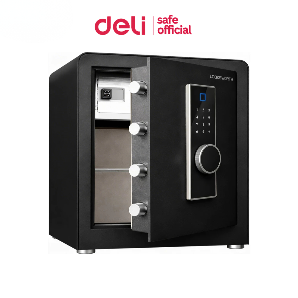 Deli ตู้เซฟดิจิตอล ตู้เซฟนิรภัย สแกนลายนิ้วมือ พร้อมกุญแจ ปลอดภัย กันไฟ รับประกัน1ปี Safe Box