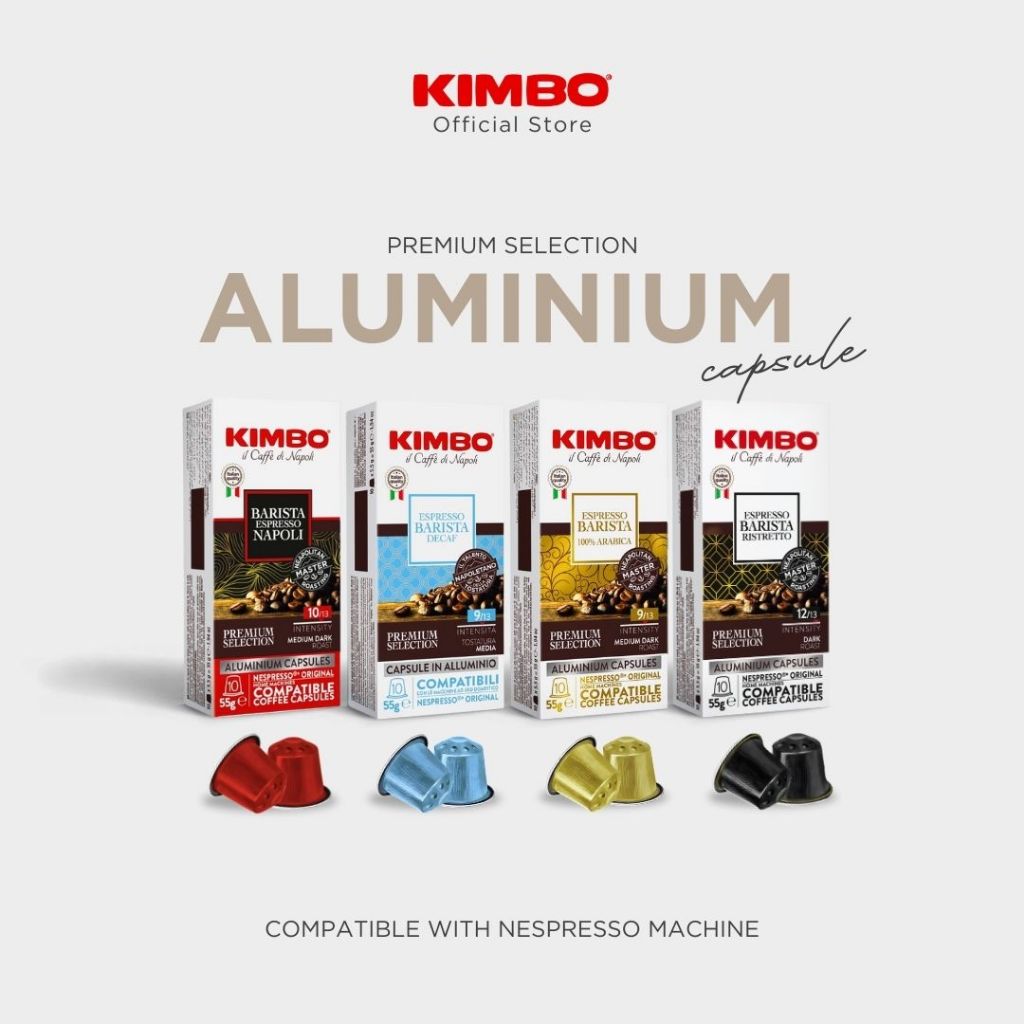 [ใหม่! แคปซูลพรีเมี่ยม] Kimbo Nespresso Aluminium Capsule กาแฟแคปซูล คิมโบ 10 แคปซูล/กล่อง (Imported from Italy)