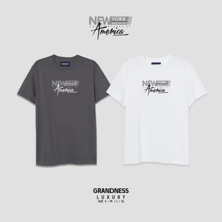 Grandness เสื้อยืด Luxury ลายกราฟิก รุ่น LX661-662 ( สีเทา / สีขาว )