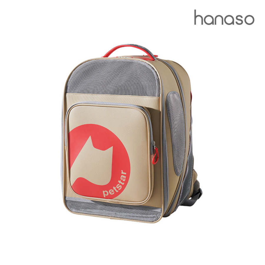 Hanaso กระเป๋าเป้สัตว์เลี้ยง Pet backpack ขยายพื้นที่ได้ กระเป๋าแมว กระเป๋าสุนัข โครงค้ำ 5ชั้น รับน้ำหนักได้ 10กิโลกรัม