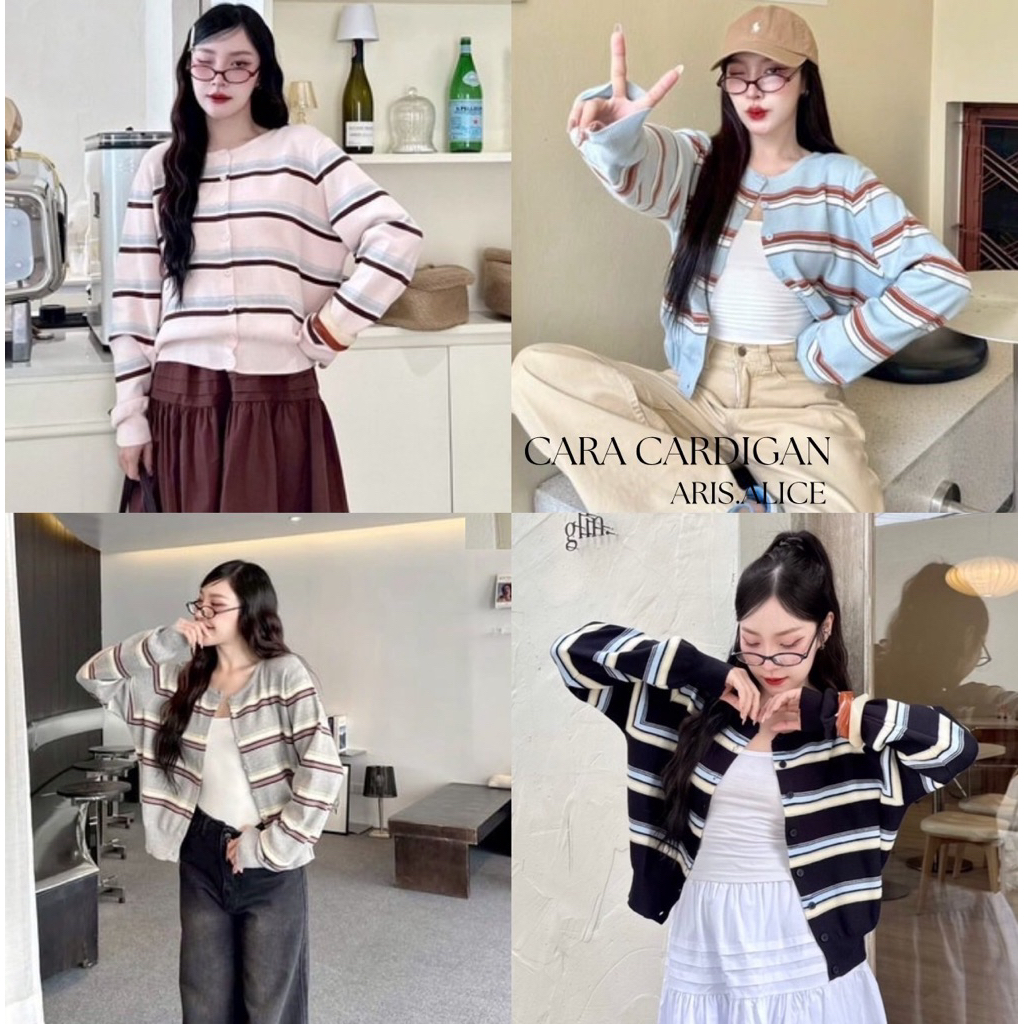 ALL SEASONS เสื้อแขนยาวลายริ้วดีเทลกระดุม เนื้อผ้านุ่มไม่หนาไม่บาง ใส่ได้ทุกฤดู จะใส่คลุมกันลมกันแดด หรือใส่เดี่ยวๆก็ได้