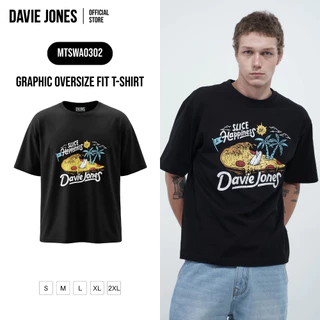 DAVIE JONES [BE FEARLESS] เสื้อยืดผู้ชาย Graphic Oversize Fit T-Shirt สีดำ WA0302