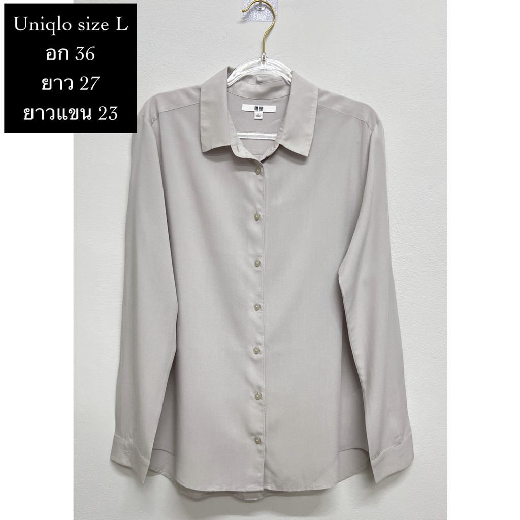 เสื้อเชิ้ต Uniqlo Size L อก 36 ผ้าเรยอน ผ้านุ่มมาก ใส่สบาย เหมือนใหม่