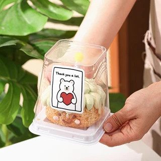 ( LP ) สติกเกอร์สี่เหลี่ยมผืนผ้าลายหมีสีขาวหัวใจแดง สำหรับกล่องของขวัญ อุปกรณ์บรรจุภัณฑ์ 100 ชิ้น/แพ็ค