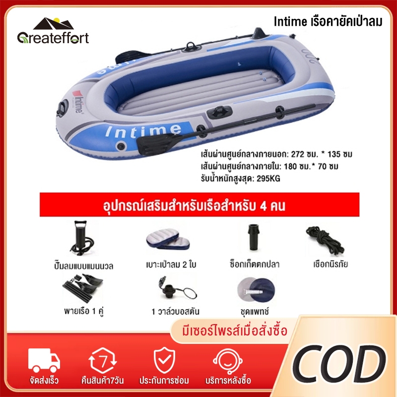 เรือยาง เรือยางเป่าลม เรือตกปลา สริมทน ต่อการสึกหรอเรือคายัค เรือยางหนา เรือยาง 1~3ที่นั่ง สีฟ้า เรือ พาย พลาสติก boat