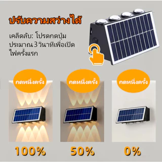 LED ไฟโซล่าเซลล์ โคมไฟติดผนัง พลังงานแสงอาทิตย์ Solar light สำหรับกลางแจ้ง โคมไฟติดผนังภายนอก
