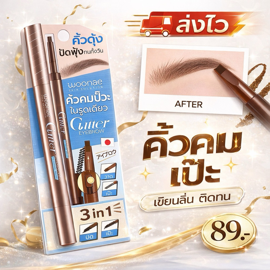Woonae Cutter eyebrow pencil วูเน่ คัตเตอร์ อายบราว ดินสอเขียนคิ้ว