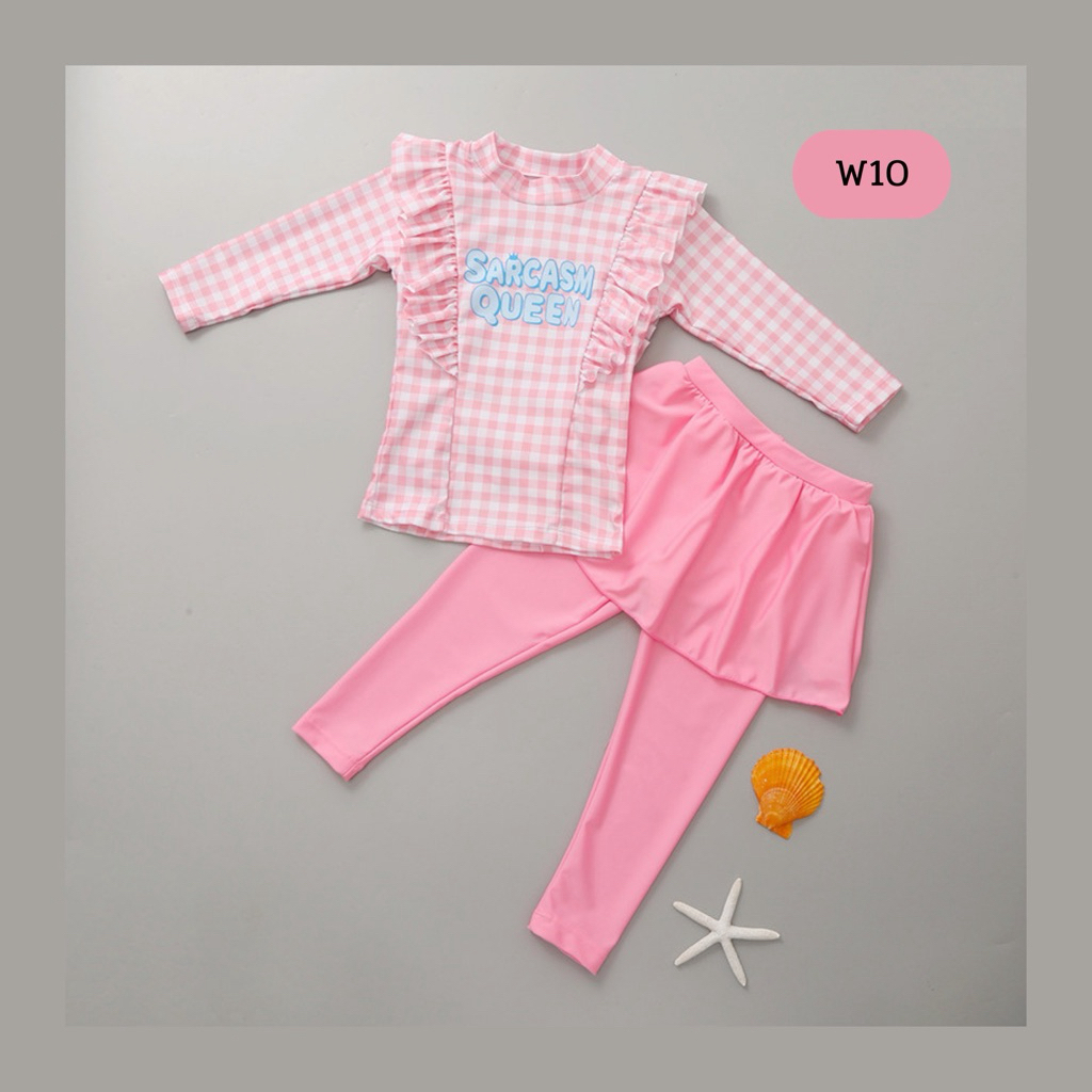 W10 ชุดว่ายน้ำเด็กหญิง เสื้อ+กางเกง