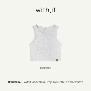 Withit Sleeveless Crop Top with Leather Patch เสื้อกล้ามครอป - TPW02816