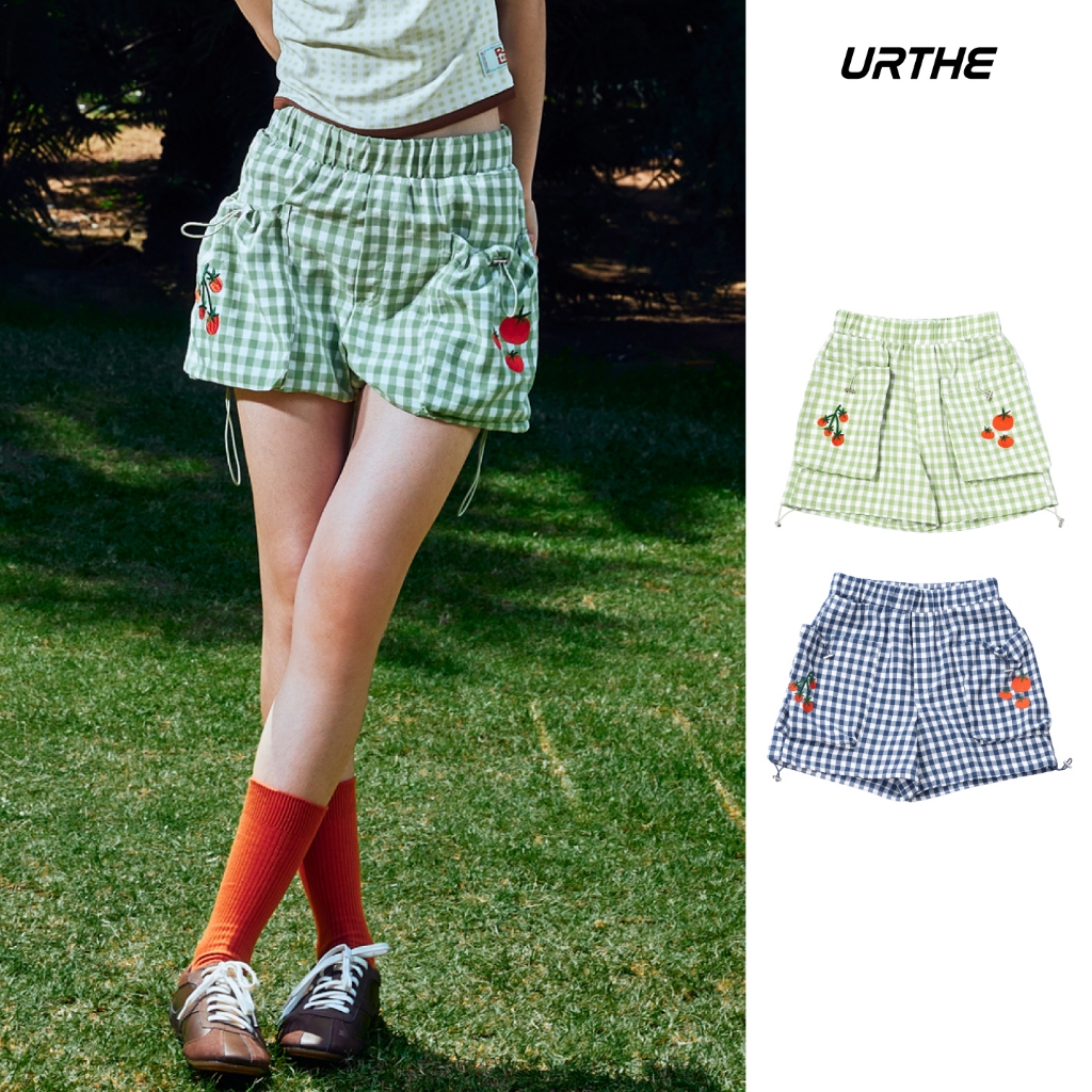 URTHE - กางเกงขาสั้น คาร์โก้ รุ่น TOMATOES HUNTS ELASTIC WAIST CARGO SHORTS - Col. ROLLOR