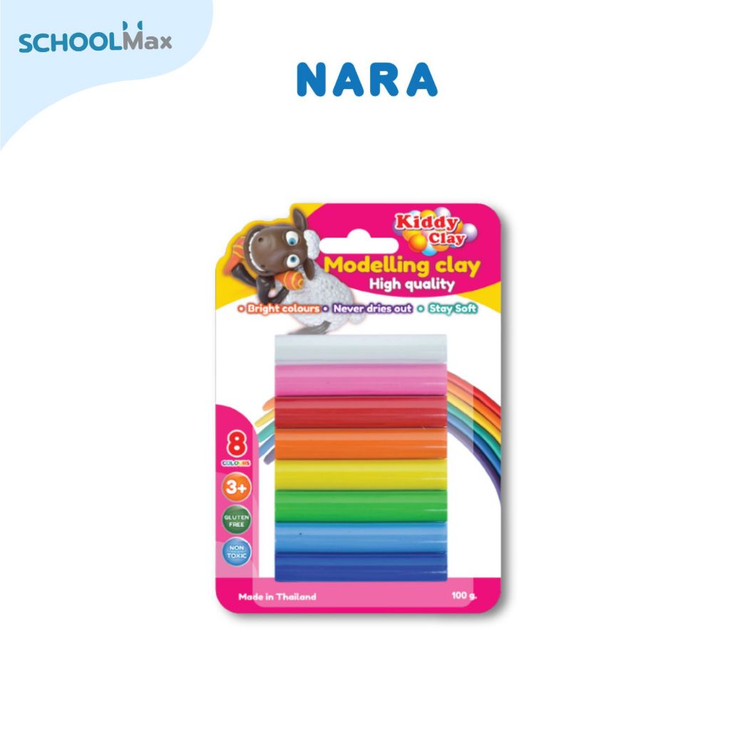 NARA ดินน้ำมัน ขนาด 100กรัม 8 สี แท่งกลม ไร้สารพิษ รุ่น ST-100 / ชิ้น