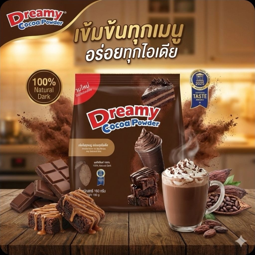 ดรีมมี่โกโก้ ดรีมมี่พาวเวอร์ขนาด 160 /โกโก้ปั่น ผงโกโก้ โกโก้ ดรีมมี่ ผงโกโก้  สี  เข้ม ผง  ช็อกโกแลต
