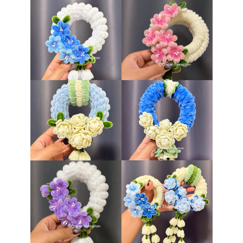 พวงมาลัยวันแม่จากลวดกำมะหยี่ 🎀งานhandmade100%🎀