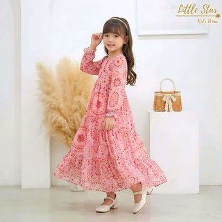 ⭐️Littlestar👧🏻เดรสกระโปรงยาว ชุดเดรสเด็กมุสลิม เด็กผู้หญิงอิสลาม ยาวพิเศษGML665 666 667