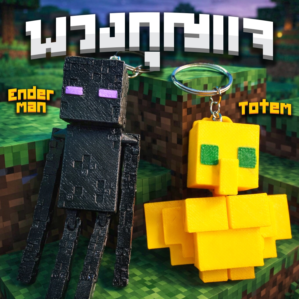 พวงกุญแจMinecraft 3D Print Enderman Totem ขยับได้!