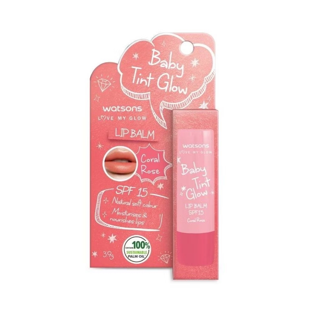 💄💋ลิปบาล์ม สี Coral Rose Watsons Love My Glow Baby Tint Glow Lip Balm💋 ลิปบาล์ม ลิป
